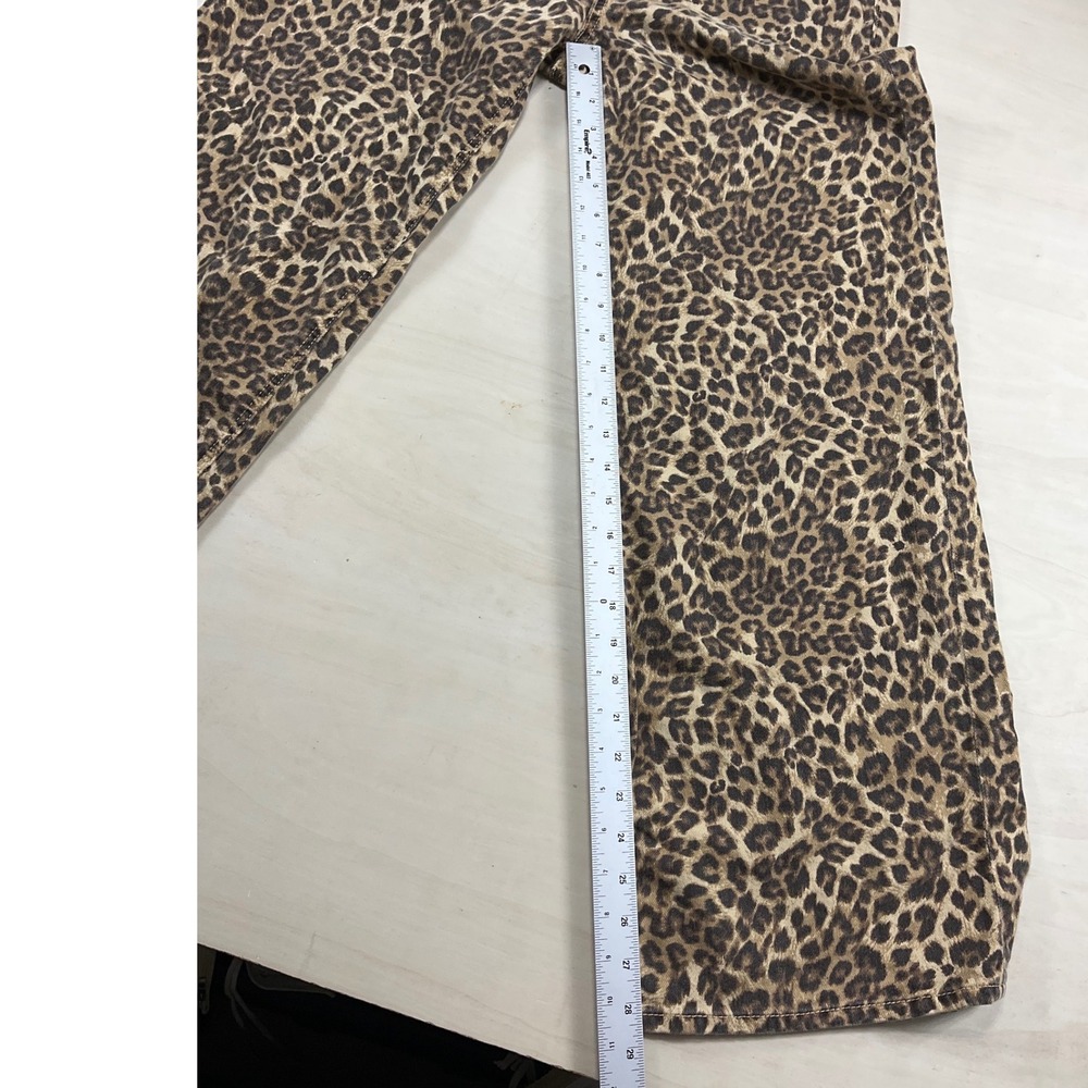 American Eagle Leopard Print Wide Leg Jeans Brown Tan Animal Print Size 6 Reg - Picture 4 of 4